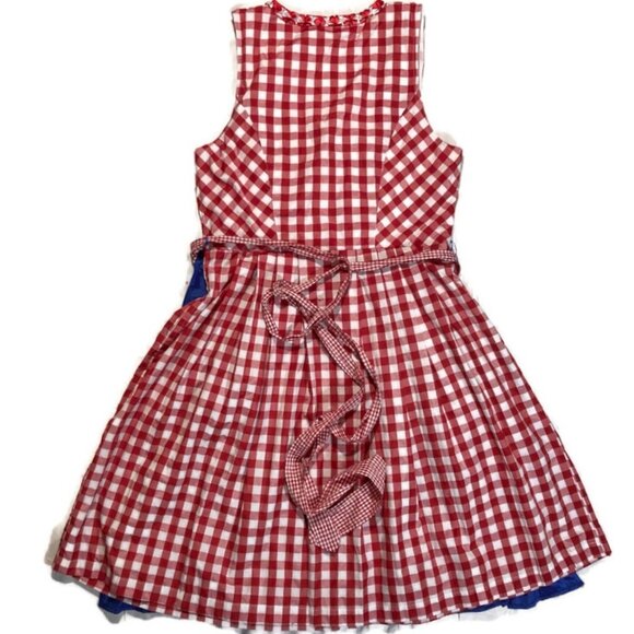 Authentic Dirndl Dress Apron Blouse Set Oktoberfest Red Blue Gingham 44 L XL - Picture 4 of 4